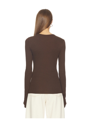 GRLFRND Crew Neck Extra Long Sleeve Tee in Brown. Size XS. Also in XXS, S, XL.