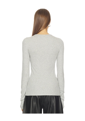 GRLFRND Crew Neck Extra Long Sleeve Tee in Light Grey. Size XS. Also in XXS, S, XL.