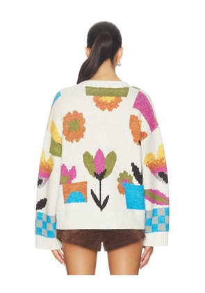 Free People Tulip Whirl Cardigan in Ivory,Pink. Size M. Also in XS, S, L, XL.