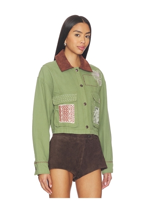 Free People x We The Free Martha Workwear Appliques Jacket in Green. Size M. Also in XS, S.
