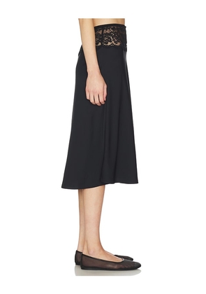 Frankies Bikinis Harper Satin Midi Skirt in Black. Size M. Also in XS.