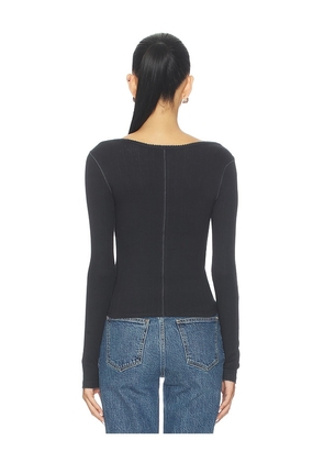 Free People End Game Pointelle Long Sleeve in Black. Size M. Also in XS, S, L, XL.