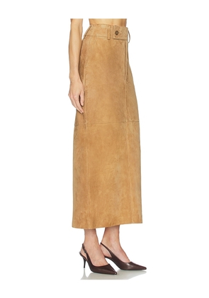Helsa Suede Column Skirt in Tan. Size L. Also in M, XS.