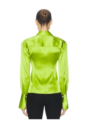 Helsa The Silk Charmeuse Shirt in Green. Size S. Also in XS, XXS.