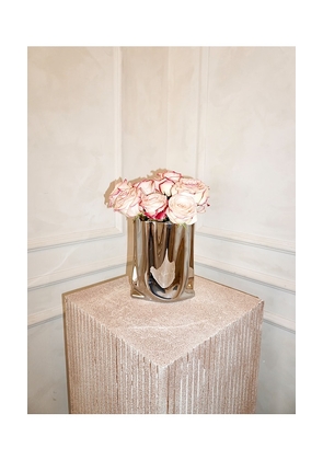 HueGah Home Esmee Vase in Metallic Silver.