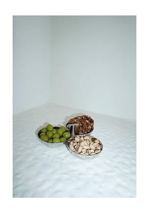 HueGah Home Martin Serving Tray in Metallic Silver.
