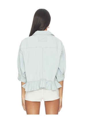 Free People Bailey Denim Shirt In Light Tint Wash in Baby Blue. Size M. Also in S.