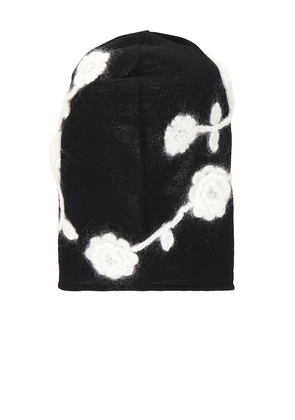 Ganni Crochet Flowers Bonnet in Black.