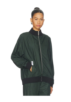 GCDS Triacetate Pinstripe Track Jacket in Dark Green. Size M. Also in XS, S.