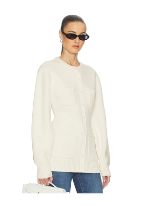 Helsa Devika Wool Cashmere Cardigan in Cream. Size L. Also in XS, S, M, XL.