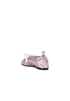 Ganni Eyelets Lace Up Ballerina Flat in Pink. Size 37. Also in 38, 39, 41.