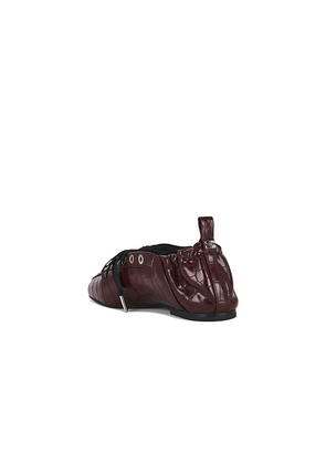 Ganni Eyelets Lace Up Ballerina Flat in Burgundy. Size 36. Also in 37, 38, 39, 35.