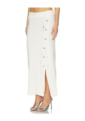 GCDS Ribbed Snap Long Skirt in White. Size M. Also in S, XS.