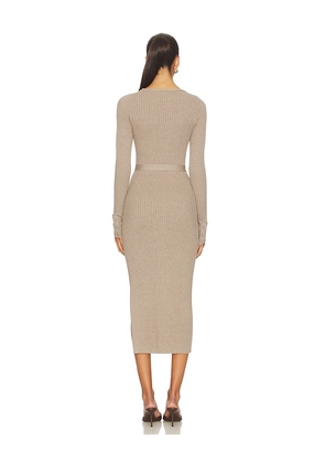 HEVRON Asher Dress in Taupe. Size M. Also in L, S, XS.