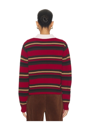 Guest In Residence Cropped Stripe Rugby Sweater in Red,Brown. Size M. Also in XS.