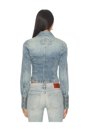 Free People x REVOLVE Sammy Zip Denim Jacket in Blue. Size M. Also in S.