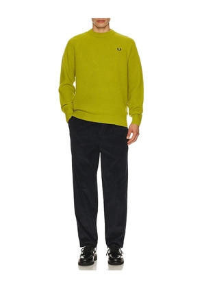 Fred Perry Lambswool Raglan Jumper in Sage. Size M. Also in S, XL/1X.