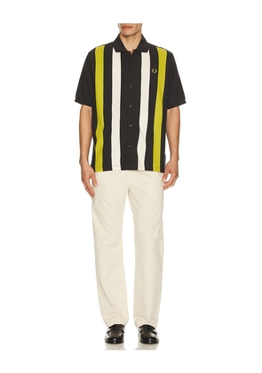 Fred Perry Vertical Stripe Knitted Shirt in Grey. Size M. Also in S, L, XL/1X.