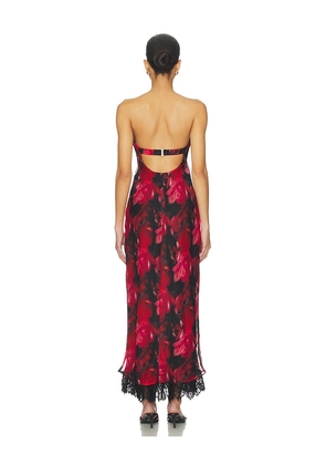 For Love & Lemons Dark Romance Maxi Dress in Red,Black. Size XL. Also in XS, S, M.