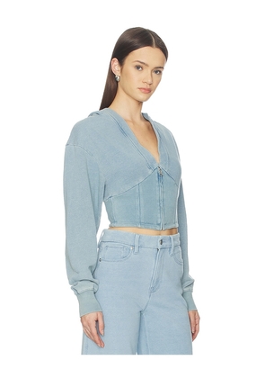 Good American Jeanius Zip Up Hoodie in Blue. Size M. Also in S.