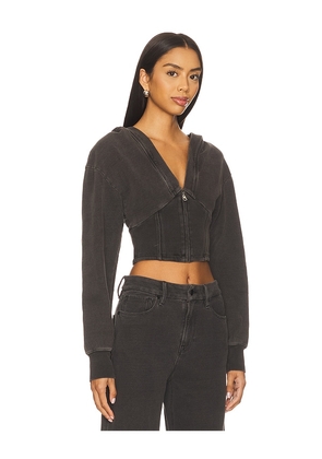 Good American Jeanius Zip Up Hoodie in Charcoal. Size M. Also in XS, S, XL/1X, XXL/2X, XXXL/3X.