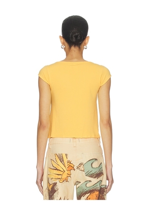 Free People So Soft Seamless Modal Tee in Yellow. Size L/XL. Also in XS/S, M/L.