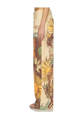 Free People x We The Free Printed Straight Leg Pant in Yellow. Size 24. Also in 25, 29.