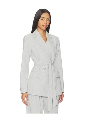 Good American Essential Suiting Belted Blazer in Light Grey. Size 4X. Also in M, L, 5X.