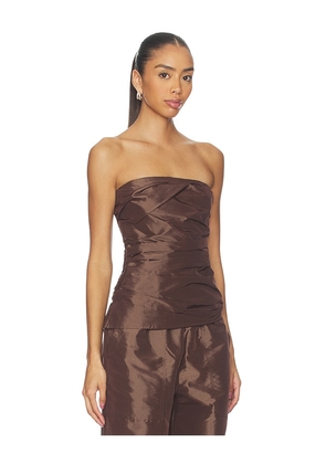 SIMKHAI Emerson Ruched Bustier Top in Chocolate. Size 2. Also in 0, 4, 6.