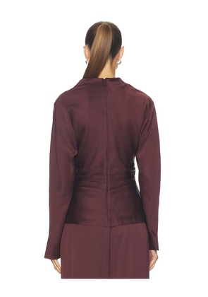 SIMKHAI Victoria Long Sleeve Draped Top in Purple. Size 2. Also in 0, 4, 6, 8.