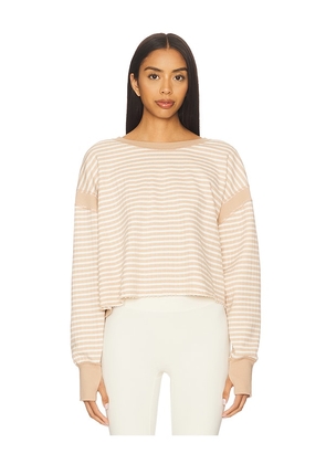 Free People x FP Movement My Time Layer Textured Reversible Sweatshirt In Sandy in Brown. Size M. Also in L.
