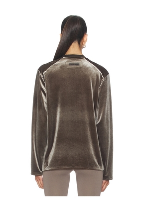 Fear of God ESSENTIALS Classic Long Sleeve Tee in Brown. Size M. Also in XS, S, L.