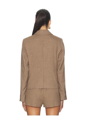 FRAME Plaid Riding Blazer in Brown. Size 10. Also in 4, 6.