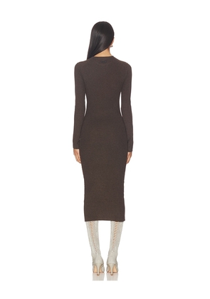 Fear of God ESSENTIALS Rib Long Sleeve Dress in Brown. Size M. Also in XS, S, L.