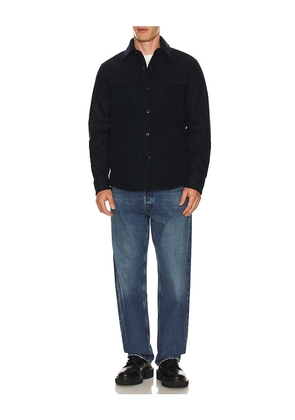 Faherty Range Fleece Lined Shacket in Blue. Size L. Also in S, M.