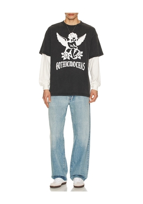 Gothicmochas Angel 2.0 Layered Long Sleeve Tee in Black. Size M. Also in S, L, XL/1X.