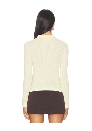 Guest In Residence Long Sleeve Shrunken Polo in Lemon. Size M. Also in XS, XL.