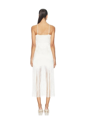fleur du mal Satin Fringe Maxi Dress in Ivory. Size L. Also in M.