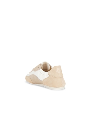 SIMKHAI Georgie Elasticized Leather Combo Sneaker in Beige. Size 38. Also in 37, 39.