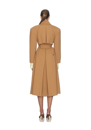Helsa Wool Blend Midi Trench in Tan. Size L. Also in XXS, XS, S, M, XL.