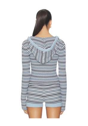 Frankies Bikinis Heritage Cloud Knit Hoodie in Baby Blue. Size S. Also in XS, M, XXS.