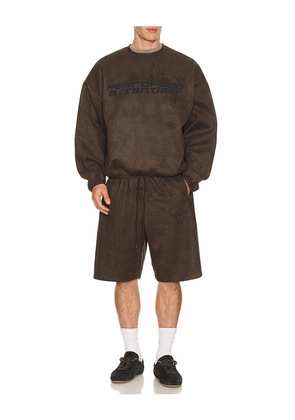 Fear of God ESSENTIALS Modern Crewneck Sweatshirt in Brown. Size M. Also in XS, S, L, XL/1X, XXL/2X.