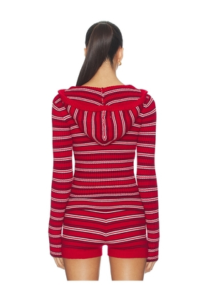 Frankies Bikinis Heritage Cloud Knit Hoodie in Red. Size L. Also in XS, M.