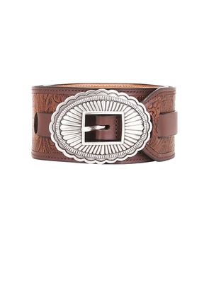 The Great The Tooled Waist Belt X Stetson Collab in Brown,Metallic Silver. Size L. Also in M.