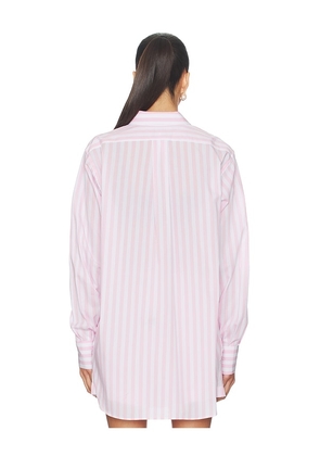 Hunza G Cabana Stripe Embroidered Shirt in Pink,White. Size S-M. Also in M-L.
