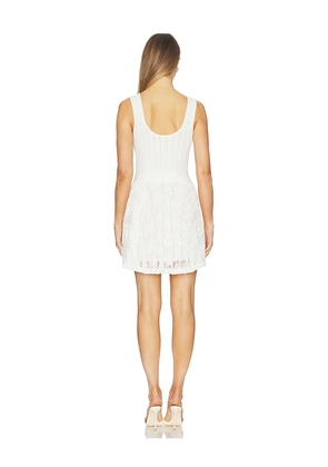 SIMKHAI Ellis Knit Lace Mini Dress in Ivory. Size L. Also in XS, S, M.