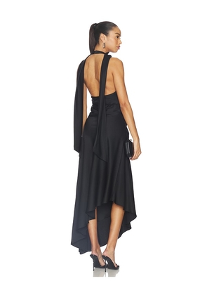 SIMKHAI Monica Satin Midi Dress in Black. Size 10. Also in 0, 2, 4, 6, 8.