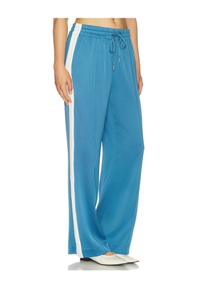 SIMKHAI Nolan Satin Side Striped Pant in Blue. Size M. Also in L, S, XS.