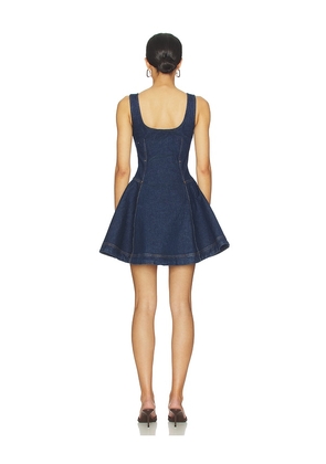 SIMKHAI Eleodra Denim Mini Dress in Blue. Size 0. Also in 2, 4, 6, 10.