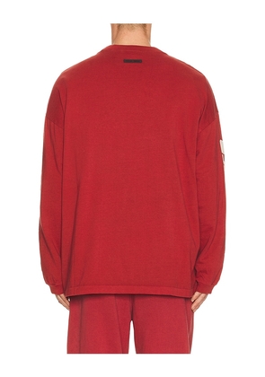 Fear of God ESSENTIALS 90'S Long Sleeve Tee in Red. Size M. Also in L.